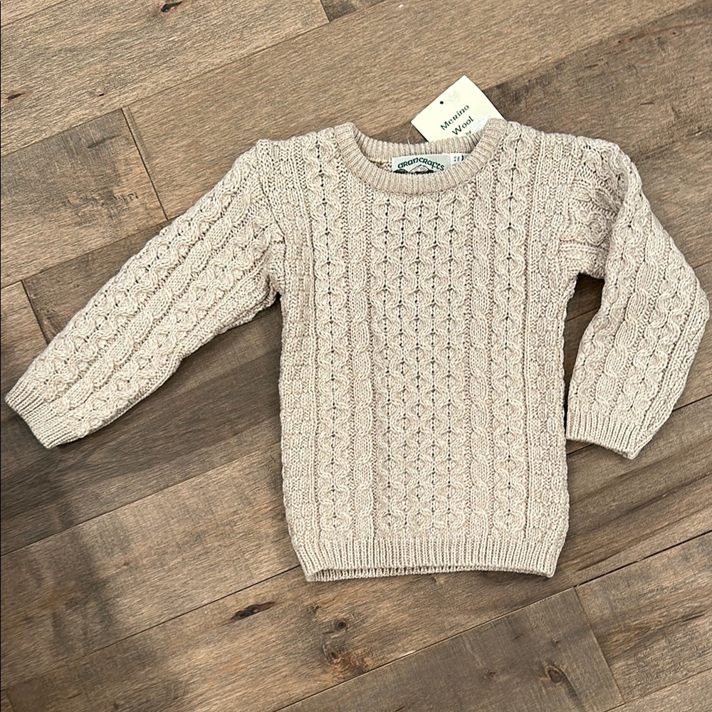 Aran Crafts Merino Wool Sweater in Soft Cream